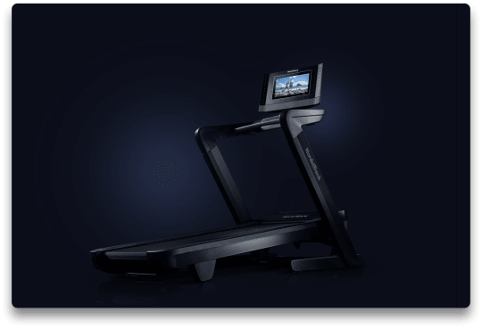 Image of a treadmill on a dark blueish gradient.